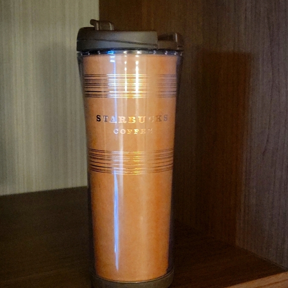 2007 Starbucks Black with brown and gold 16oz Travel Mug - Picture 1 of 3
